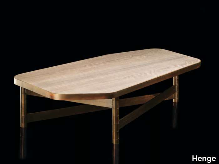 OR - Coffee table with metal tube structure and solid wood top _ Henge