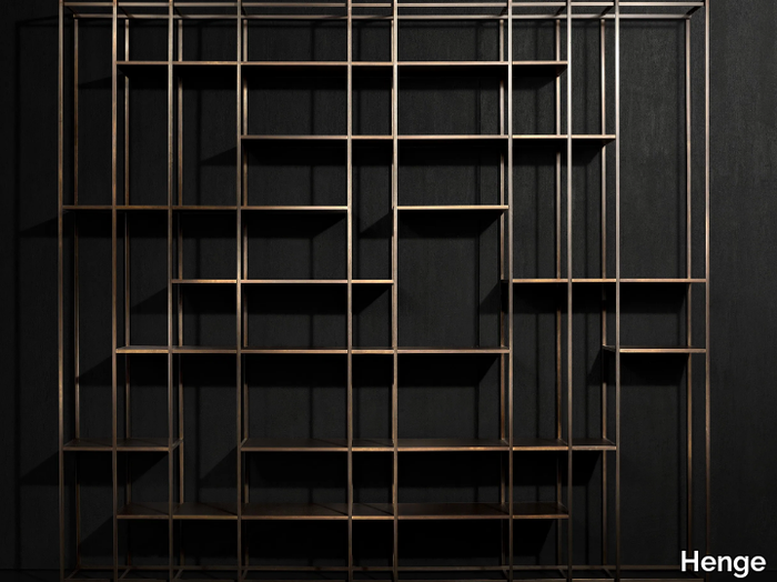 CAGE PURE - Open brass bookcase _ Henge