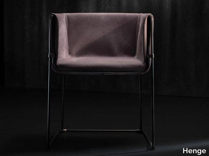 JILL - Leather chair with removable cover _ Henge