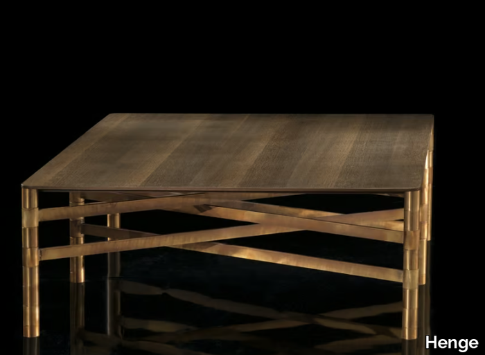 NETWORK - Coffee table with steel base and solidwood top _ Henge