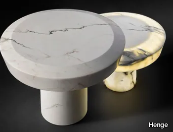 HE-SHE - Round with light natural stone coffee table _ Henge