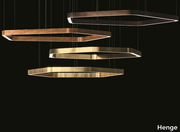 LIGHT RINGS HORIZONTAL POLYGONAL - LED brass pendant lamp _ Henge