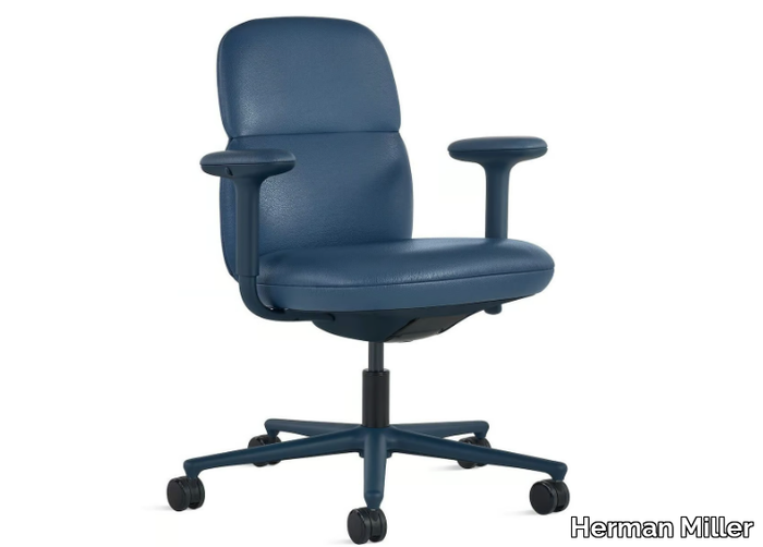 ASARI - Swivel leather office chair with armrests _ Herman Miller