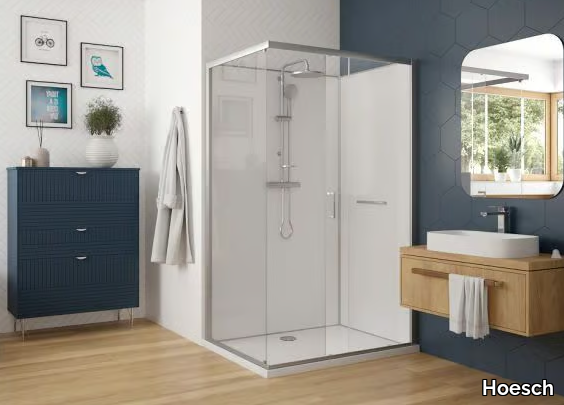 NUNITY - Corner glass shower cabin with sliding door _ Hoesch