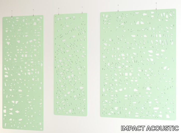 RAYS - Sound absorbing hanging recycled plastic office screen _ IMPACT ACOUSTIC®