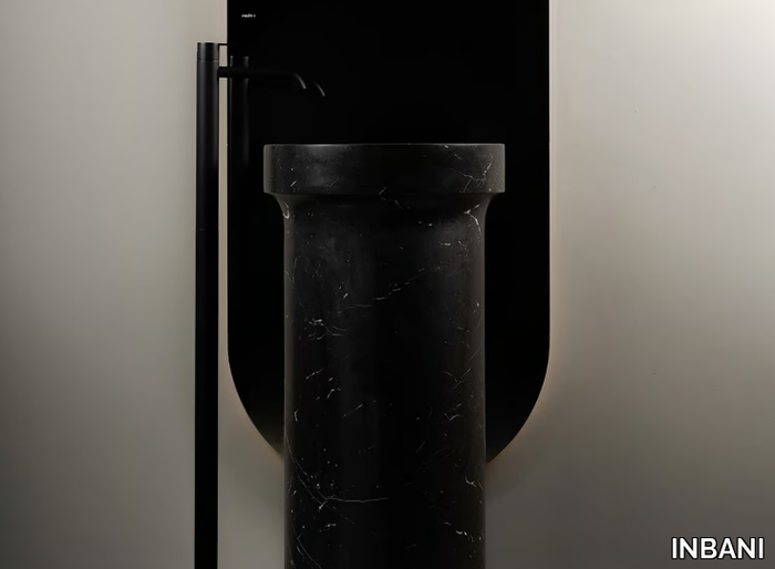 ARC - Freestanding round Nero Marquina marble washbasin _ INBANI