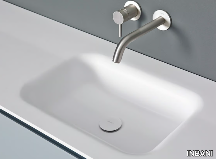 FLOAT - Solid Surface washbasin with integrated countertop _ INBANI