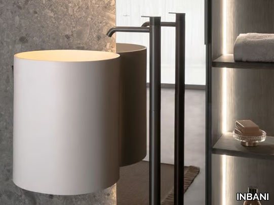 GIRO - Wall-mounted round Solid Surface washbasin _ INBANI