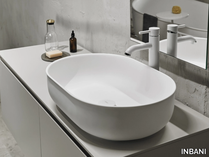 PRIME - Countertop oval Solid Surface washbasin _ INBANI