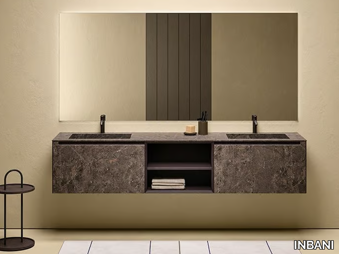 STRATO - Double wall-mounted MDi by INALCO® vanity unit with integrated washbasin _ INBANI