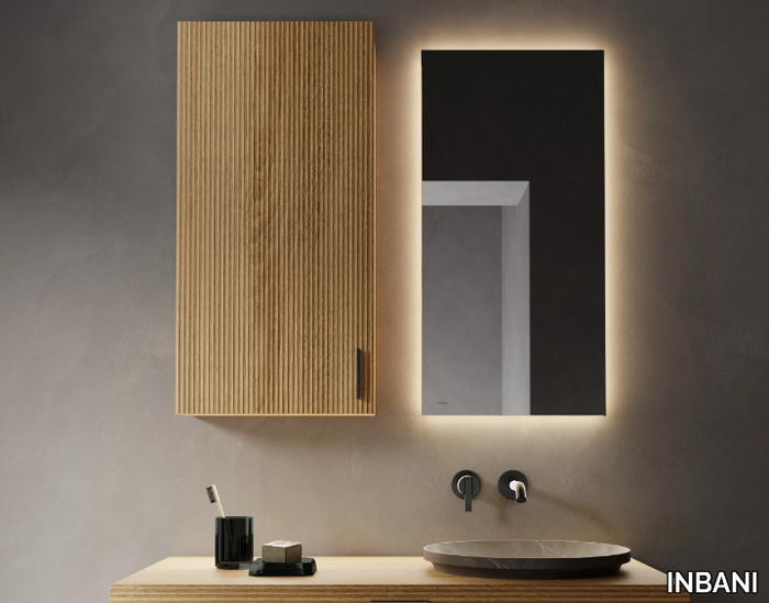 GRATE - Oak bathroom wall cabinet with doors _ INBANI