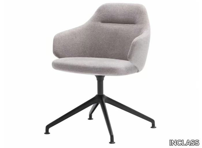 BINAR 60 - Swivel trestle-based fabric chair with armrests _ INCLASS