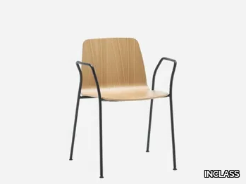 VARYA WOOD - Stackable oak chair with armrests _ INCLASS