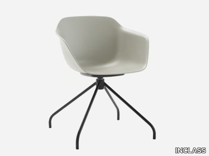 TAIA - Swivel trestle-based polypropylene chair with armrests _ INCLASS