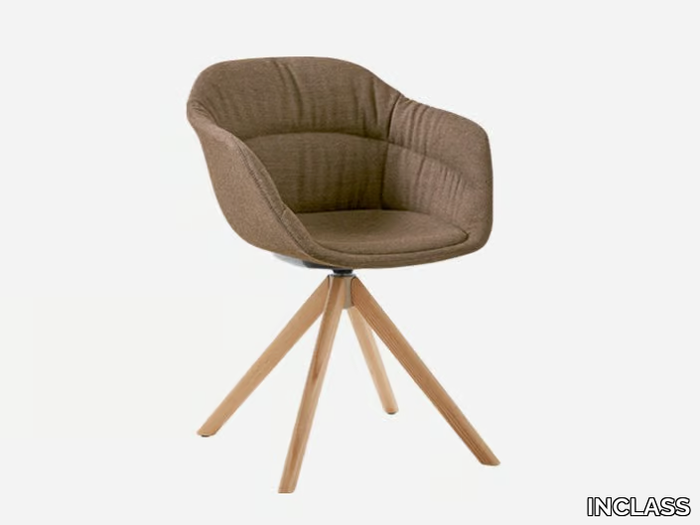 TAIA - Swivel upholstered trestle-based fabric chair _ INCLASS