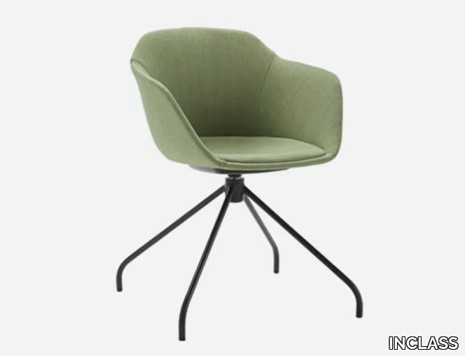 TAIA - Swivel trestle-based fabric chair with armrests _ INCLASS