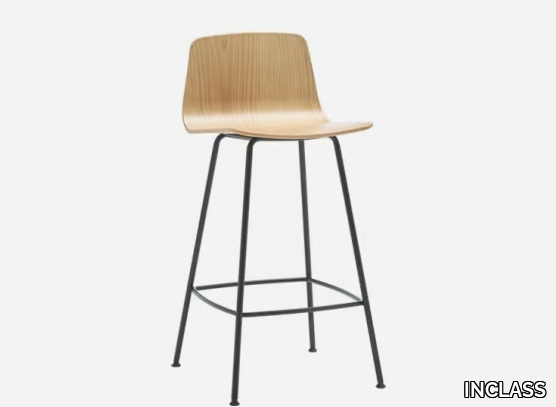 VARYA WOOD - Oak stool with footrest _ INCLASS