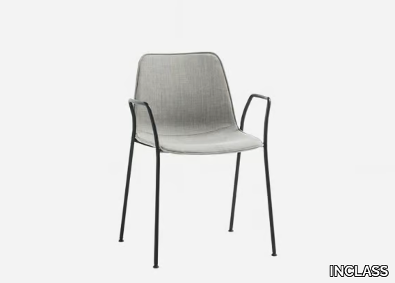 VARYA TAPIZ - Stackable fabric chair with armrests _ INCLASS