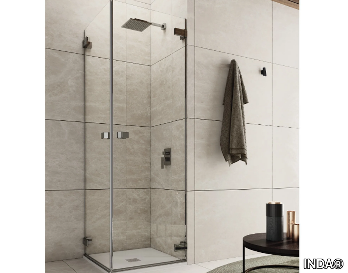 AZURE - 1 - Corner shower cabin with hinged door _ INDA®