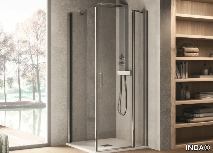 CLAIRE DESIGN - 2 - Rectangular glass shower cabin with hinged door _ INDA®