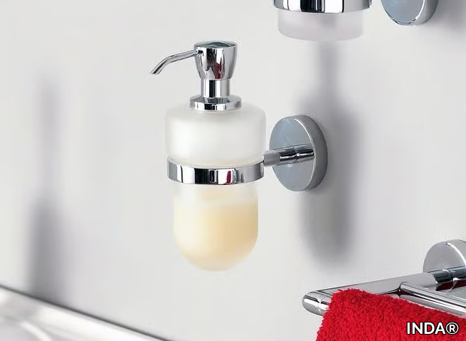 FORUM - Wall-mounted satin glass Bathroom soap dispenser _ INDA®