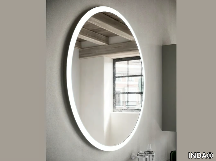 PORTOLE + - Round bathroom mirror with integrated lighting _ INDA®