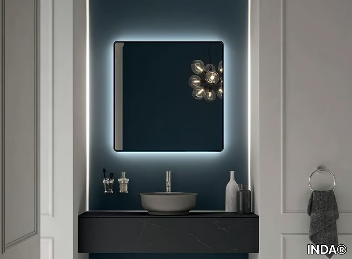 ZARA + - Square bathroom mirror with integrated lighting _ INDA®