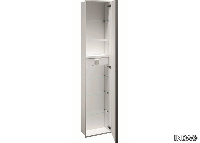 MY SECRET - Modul with glass shelves, hairdryer holder, pivot door _ INDA®