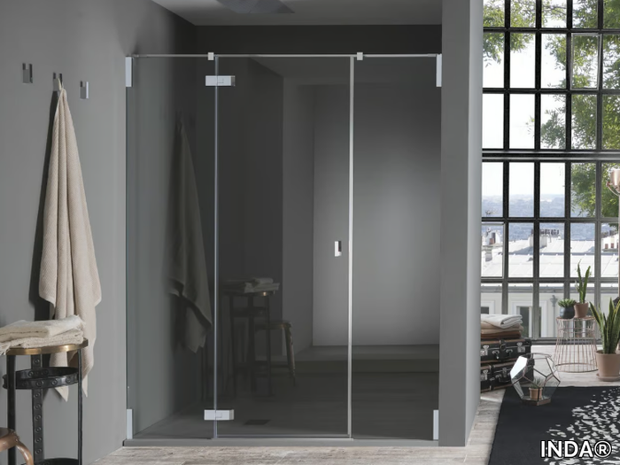 AZURE - 8 - Pivot door with two fixed elements for niche _ INDA®