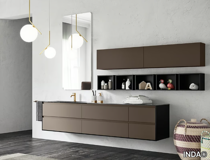 CORRETTO - Composition 8 - Wall-mounted vanity unit with drawers _ INDA®