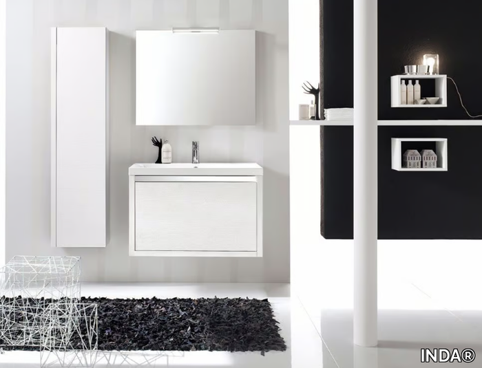 CLEVER - Composizione 5 - Laminate bathroom cabinet / vanity unit _ INDA®