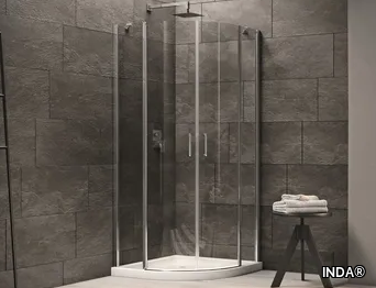 CLAIRE DESIGN - 8 - Semicircular glass shower cabin with hinged door _ INDA®