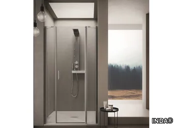 CLAIRE DESIGN - 4 - Contemporary style niche glass shower cabin with tray with hinged door _ INDA®