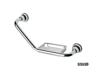 RAFFAELLA - Fixed L-shaped metal grab bar with soap holder _ INDA®