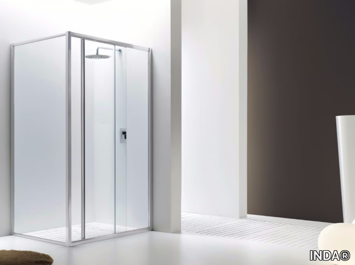 JOLLY - 2 - Corner glass shower cabin with sliding door _ INDA®