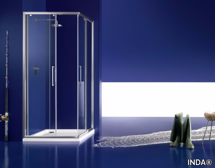 PRAIA - 1 - Corner glass shower cabin with sliding door _ INDA®