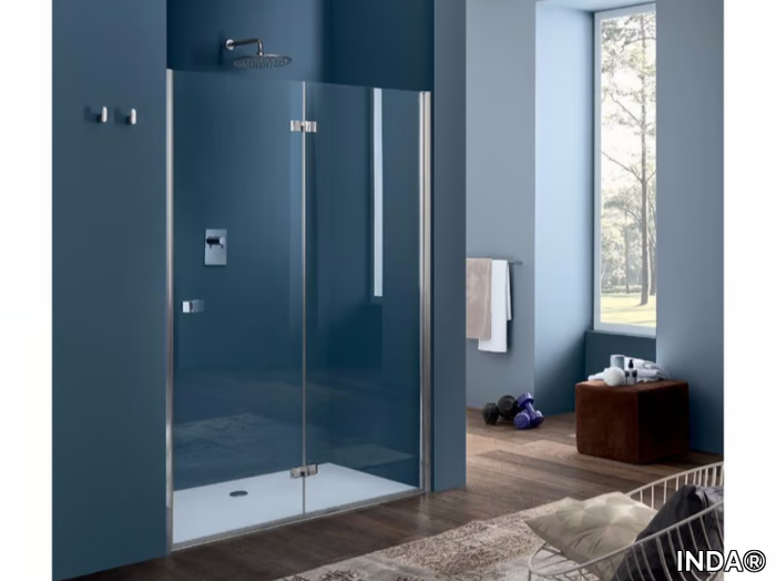 SIM - 3 - Niche glass shower cabin with folding door _ INDA®