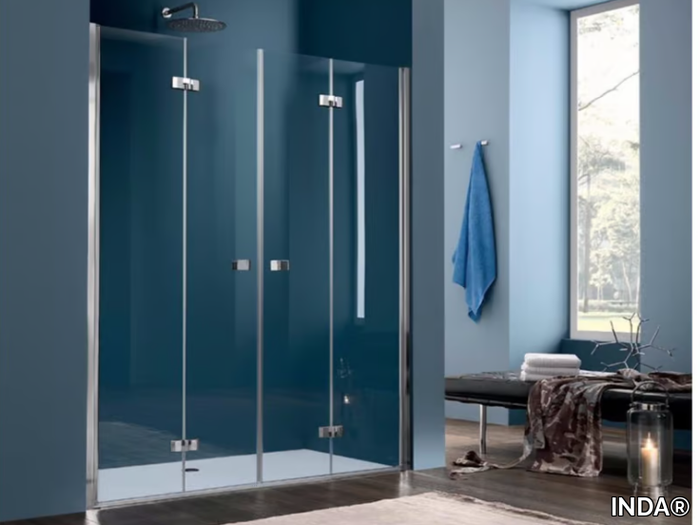 SIM - 5 - Niche glass shower cabin with folding door _ INDA®