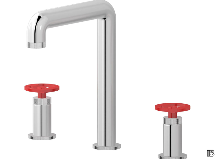 BOLD ROUND B1390 - 3 hole countertop washbasin tap with automatic pop-up waste _ IB