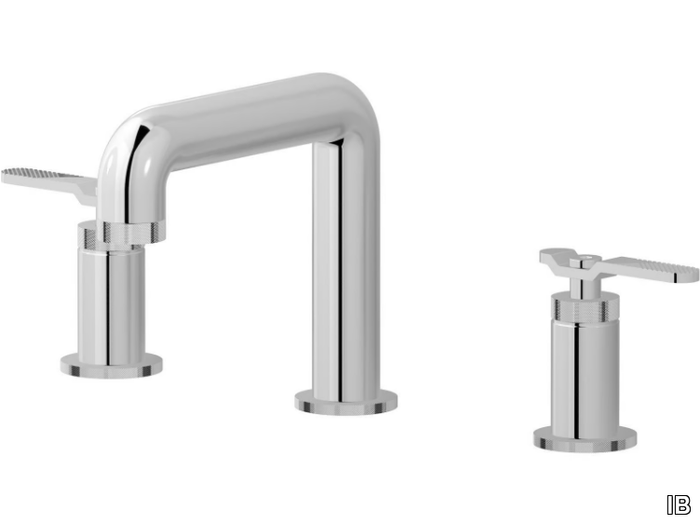 BOLD LEVER B2392 - 3 hole countertop washbasin tap with automatic pop-up waste _ IB