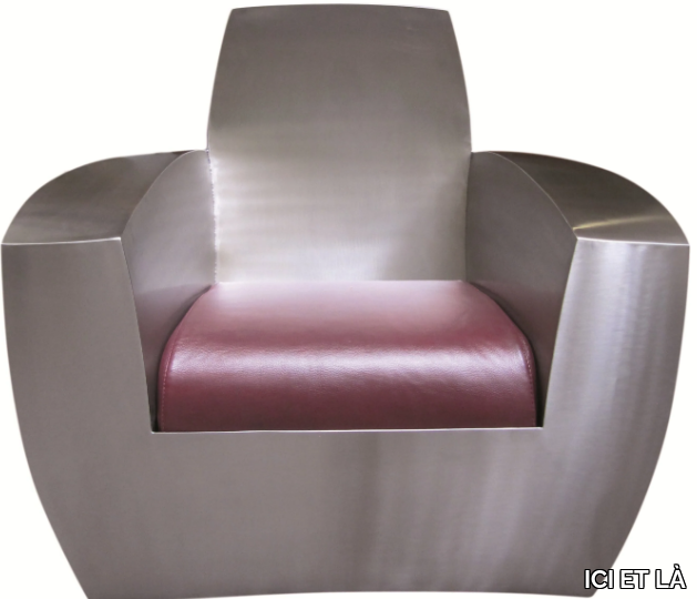 EASY TWO - Industrial style upholstered stainless steel armchair _ ICI ET LÀ