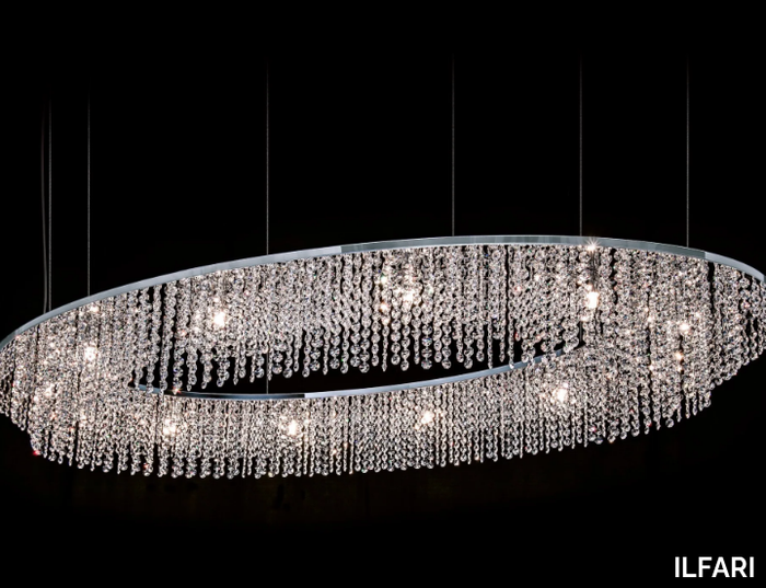 SKY CYCLES OVAL H12 - Metal pendant lamp with crystals _ ILFARI