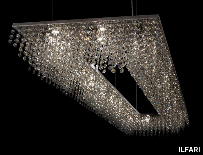 SKY CYCLES RECTANGLE H16 - Metal pendant lamp with crystals _ ILFARI