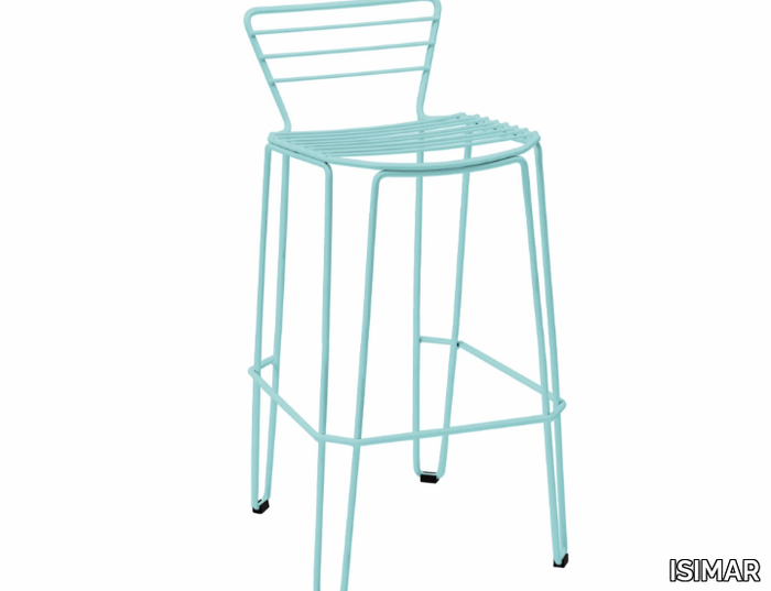 MENORCA - Steel garden stool with footrest _ ISIMAR