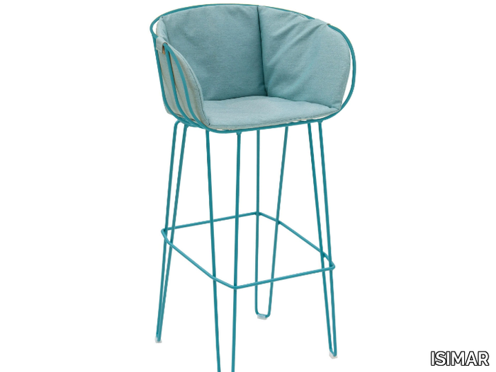 OLIVO - High upholstered steel stool with back _ ISIMAR