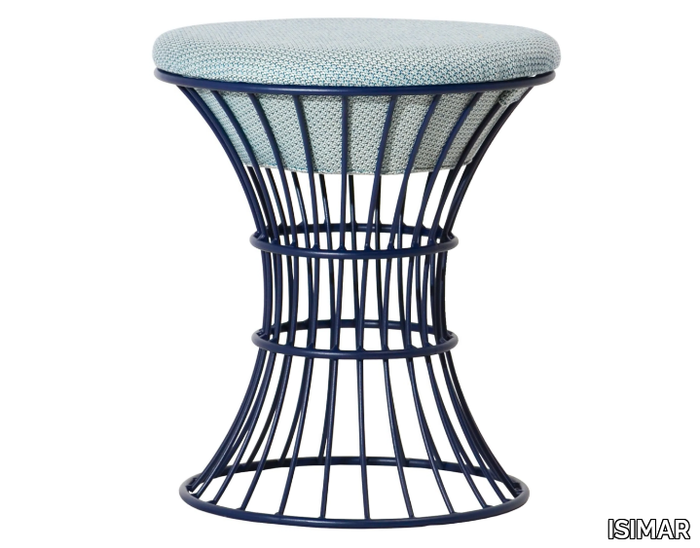 BOLONIA - Low steel garden stool with integrated cushion _ ISIMAR