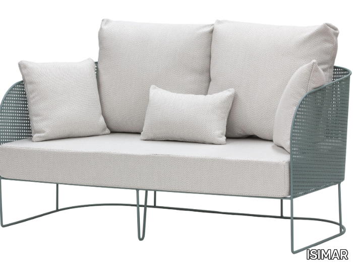 ARENA - 2 seater upholstered galvanized steel outdoor leisure sofa _ ISIMAR