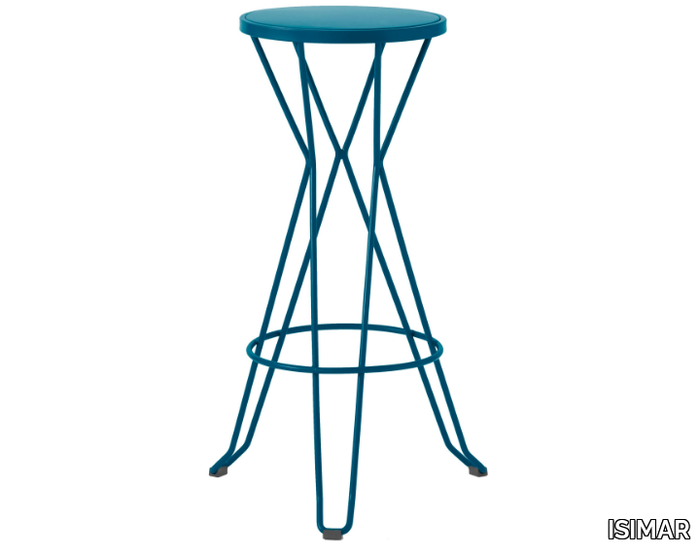 CAPRI - High galvanized steel barstool with footrest _ ISIMAR