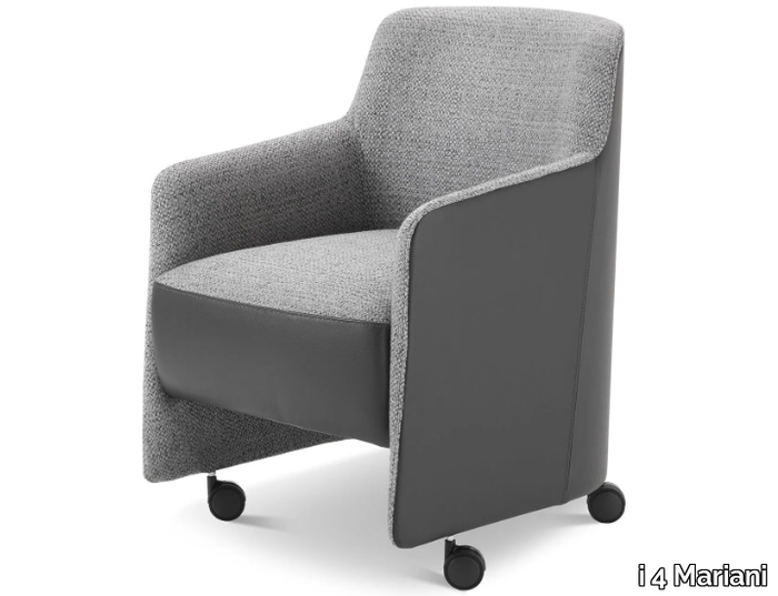 GILL - Fabric and leather easy chair with castors _ i 4 Mariani