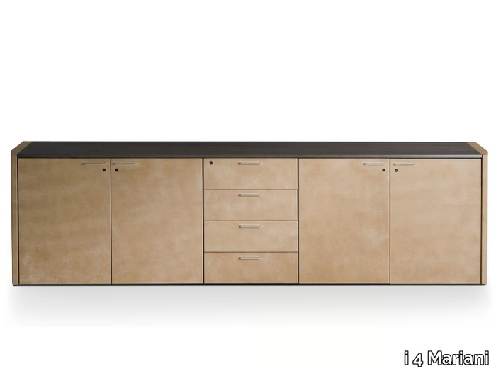 DE_SYMETRIA - Low wooden office storage unit upholstered in leather _ i 4 Mariani